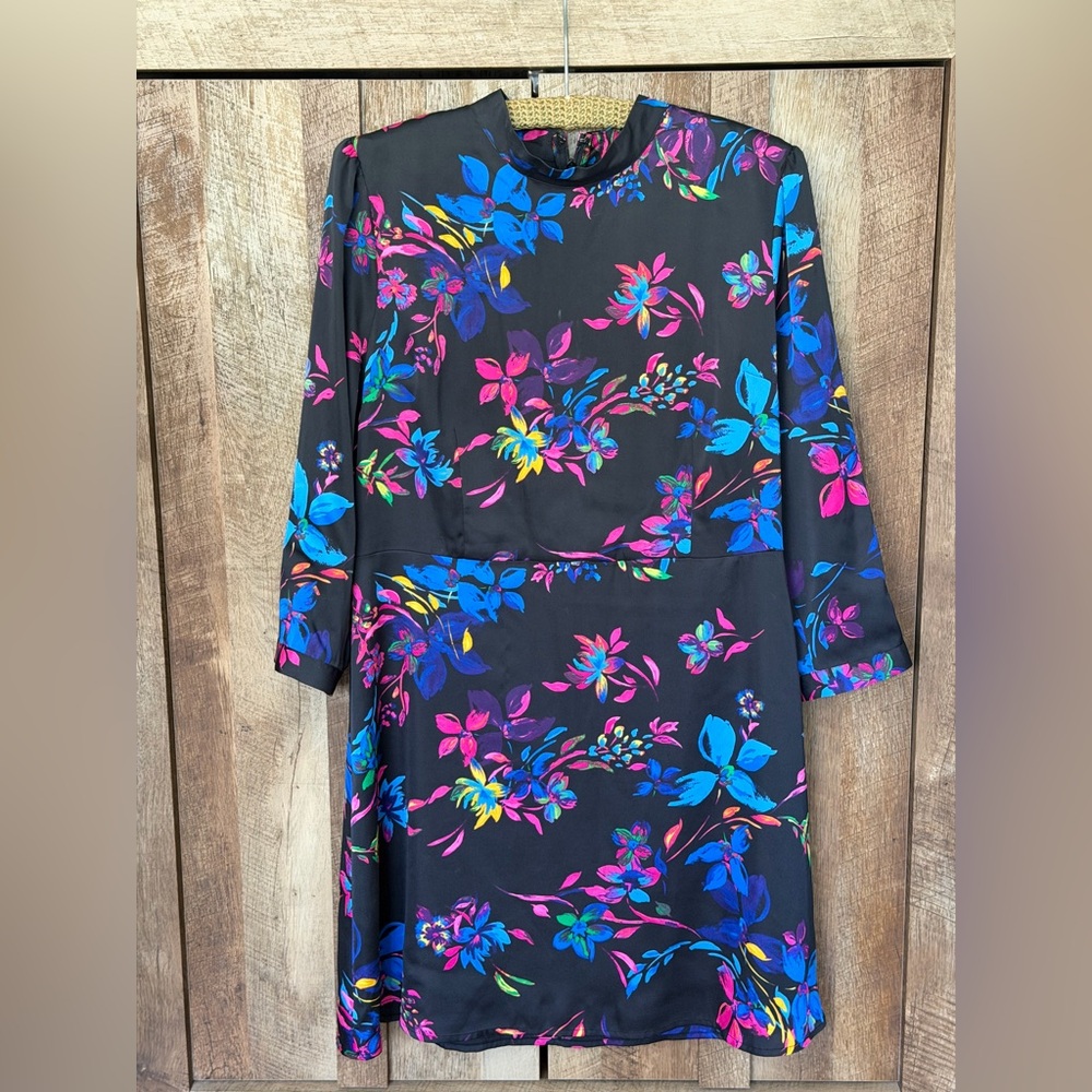 Bar III Black Dress with Vibrant Floral Design